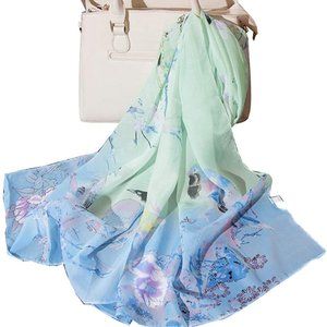 NEW Sheer Birds and Floral Soft Long Scarf
